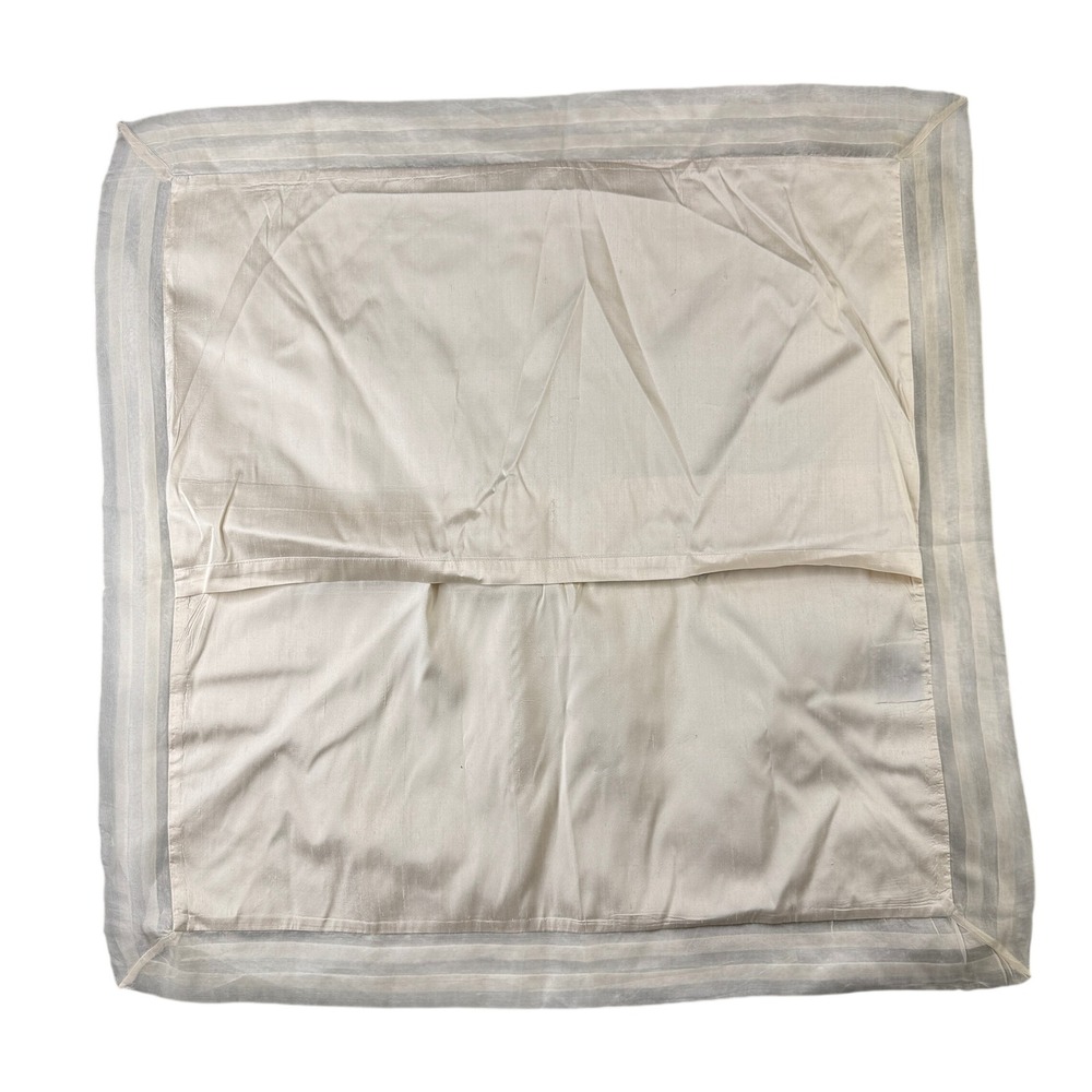 Pine Cone Hill Ivory Silk Euro Pillow Sham Pleated Border‎ Square Cream Luxury
